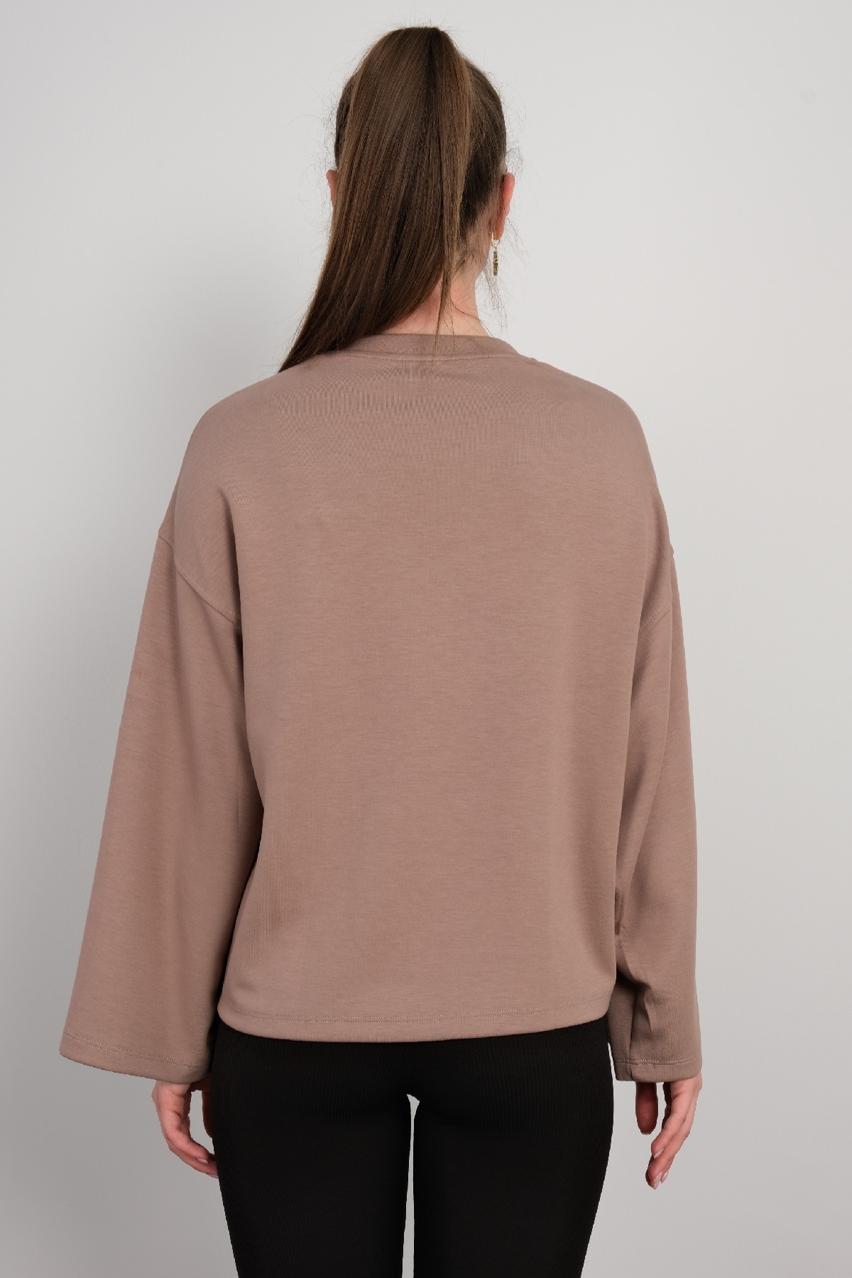 Yuvarlak Yaka Sweatshirt-Vizon