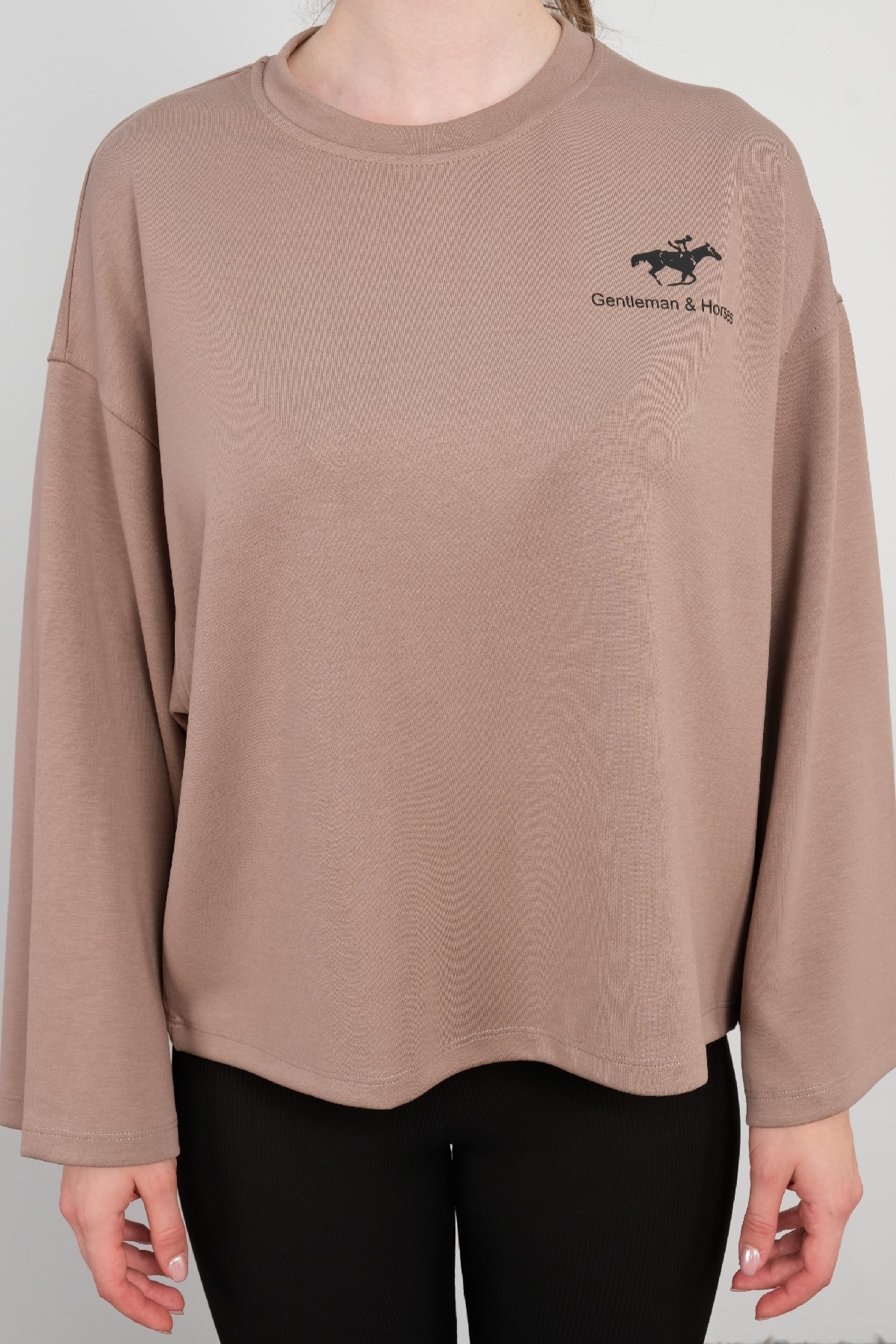 Yuvarlak Yaka Sweatshirt-Vizon