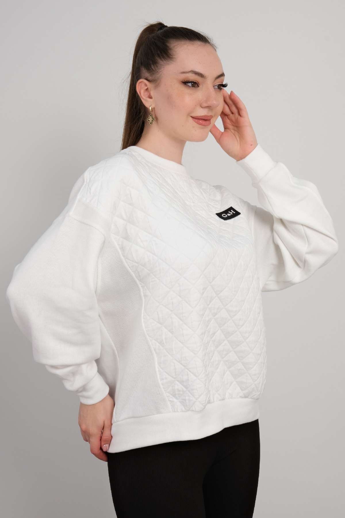 Crew Neck Sweatshirt-White