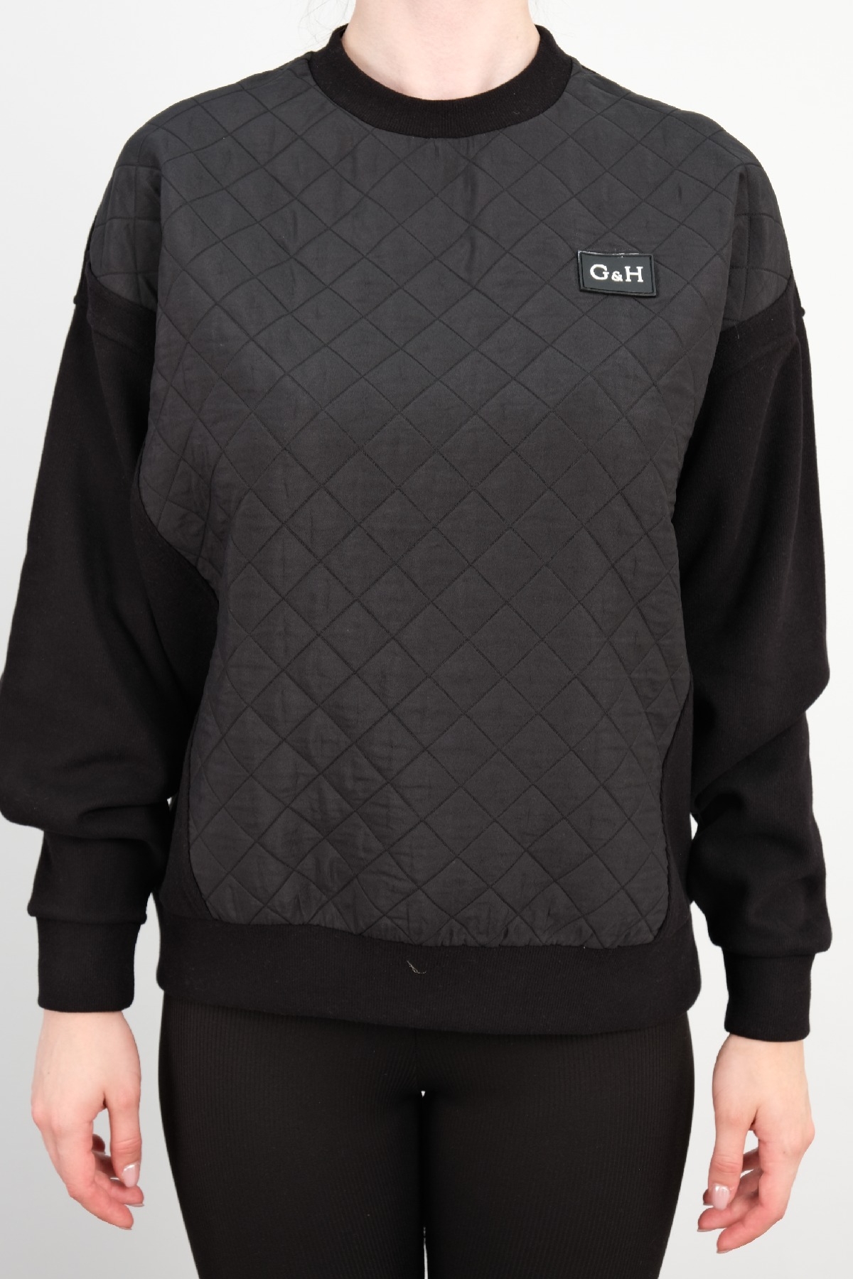 Yuvarlak Yaka Sweatshirt-Siyah