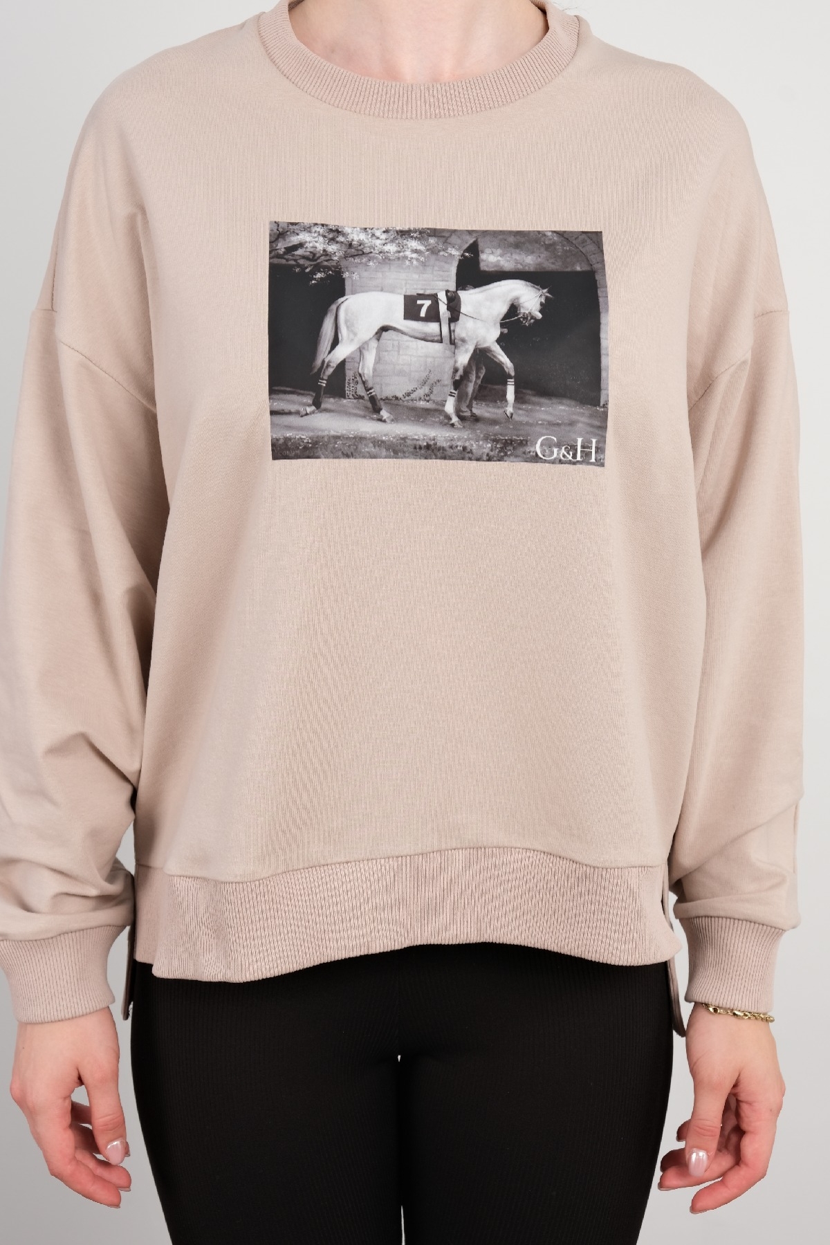 Yuvarlak Yaka Sweatshirt-Vizon