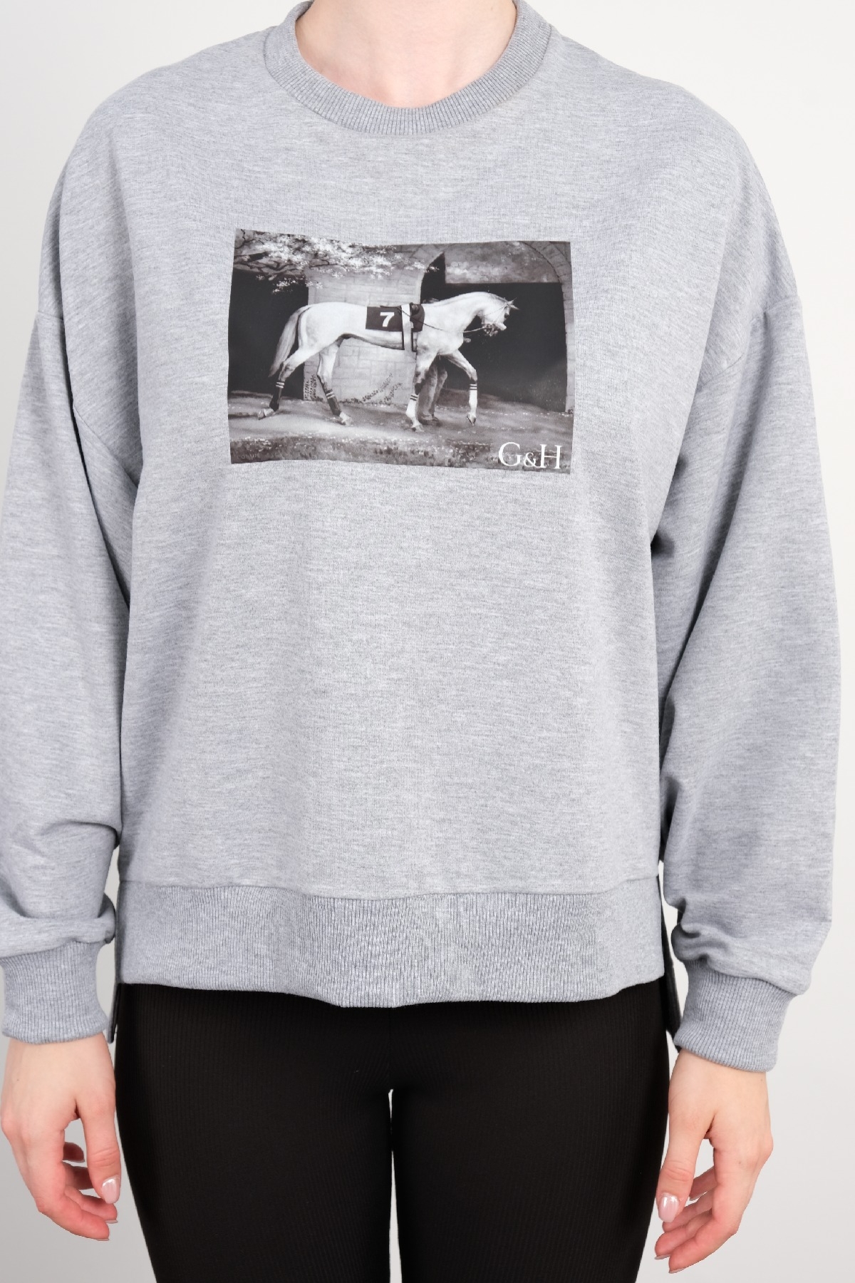 Yuvarlak Yaka Sweatshirt-Gri