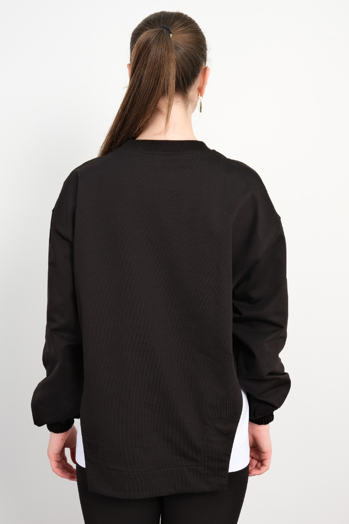 Yuvarlak Yaka Sweatshirt-Siyah