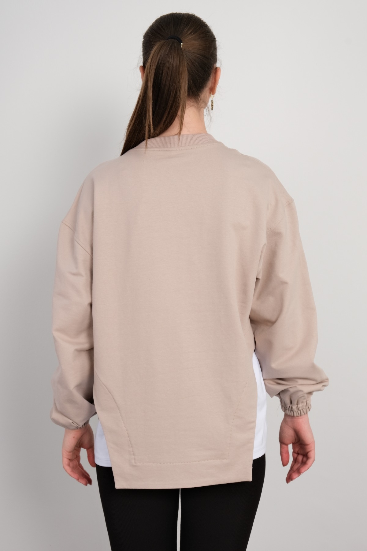 Yuvarlak Yaka Sweatshirt-Vizon