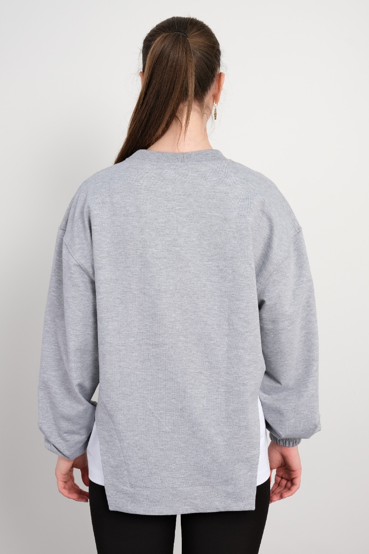 Yuvarlak Yaka Sweatshirt-Gri