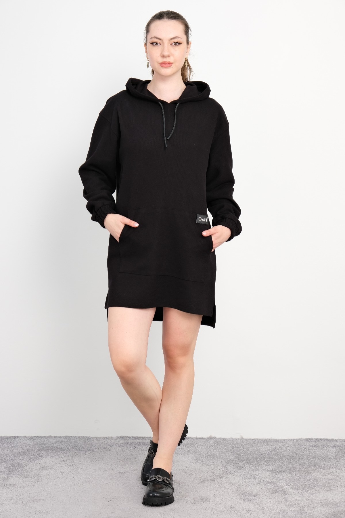 Casual Short Dresses-Black