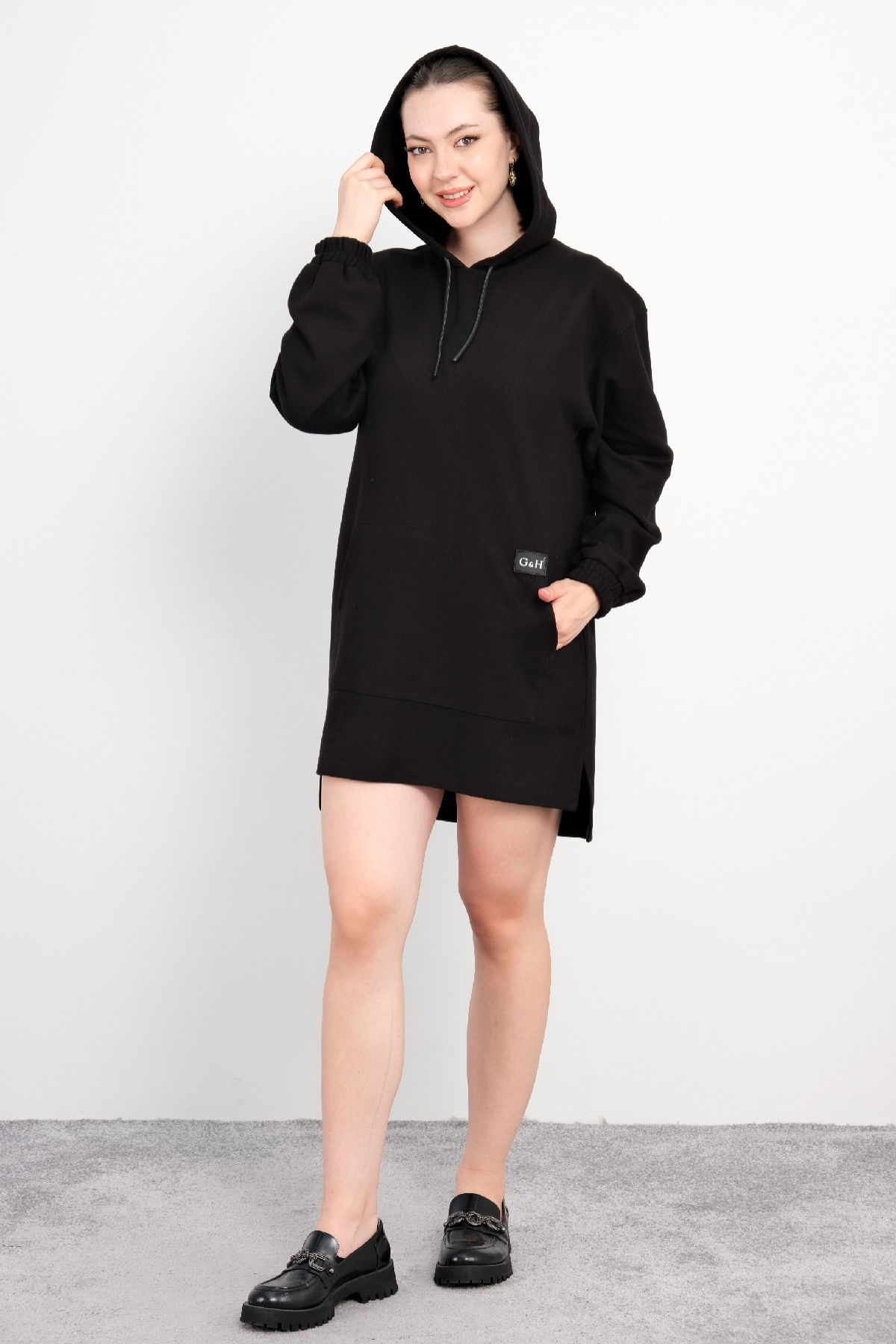 Casual Short Dresses-Black