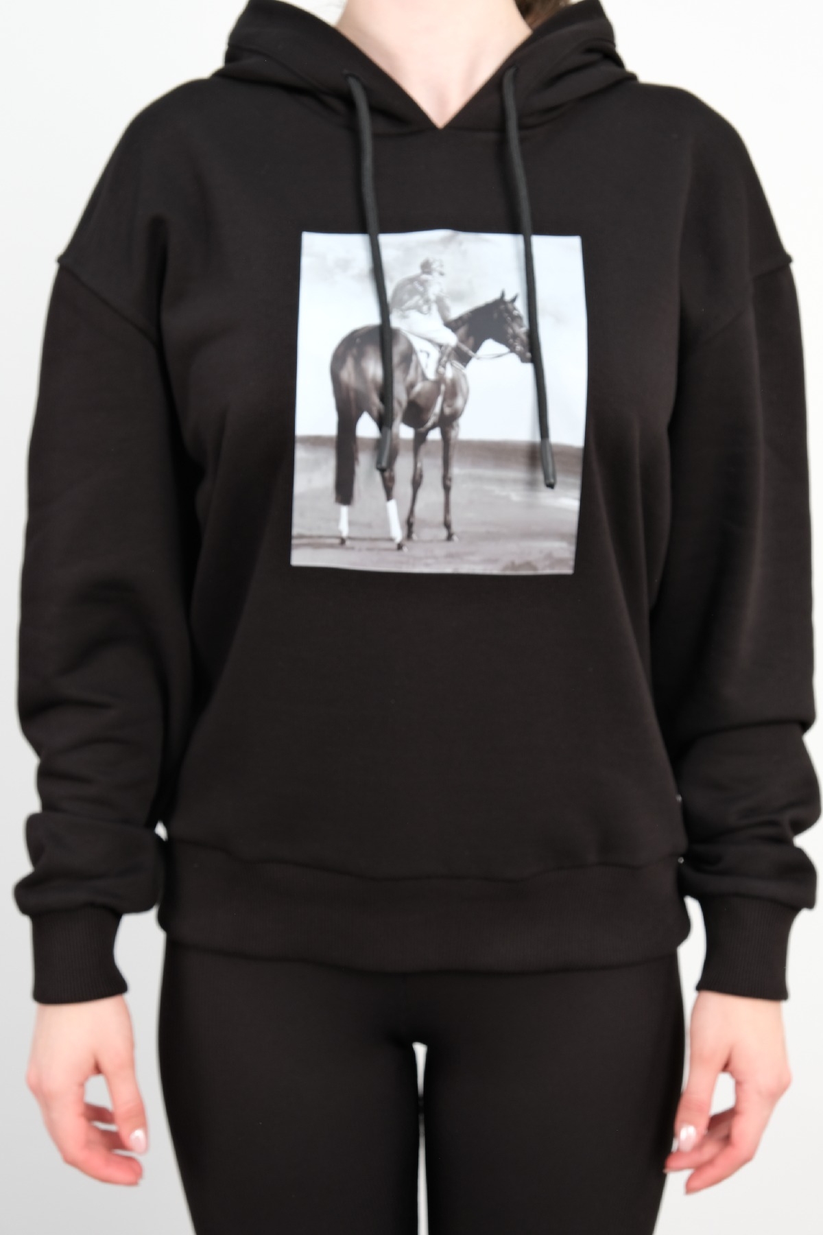 Kapüşonlu Sweatshirt-Siyah