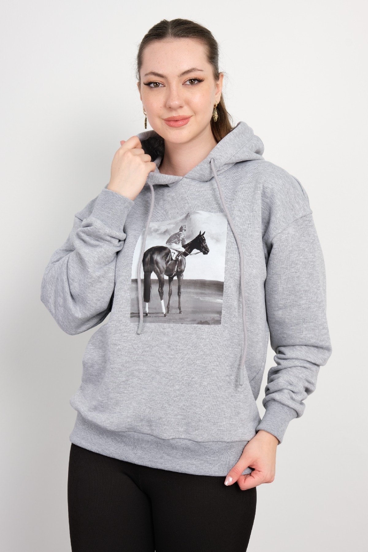 Kapüşonlu Sweatshirt-Gri