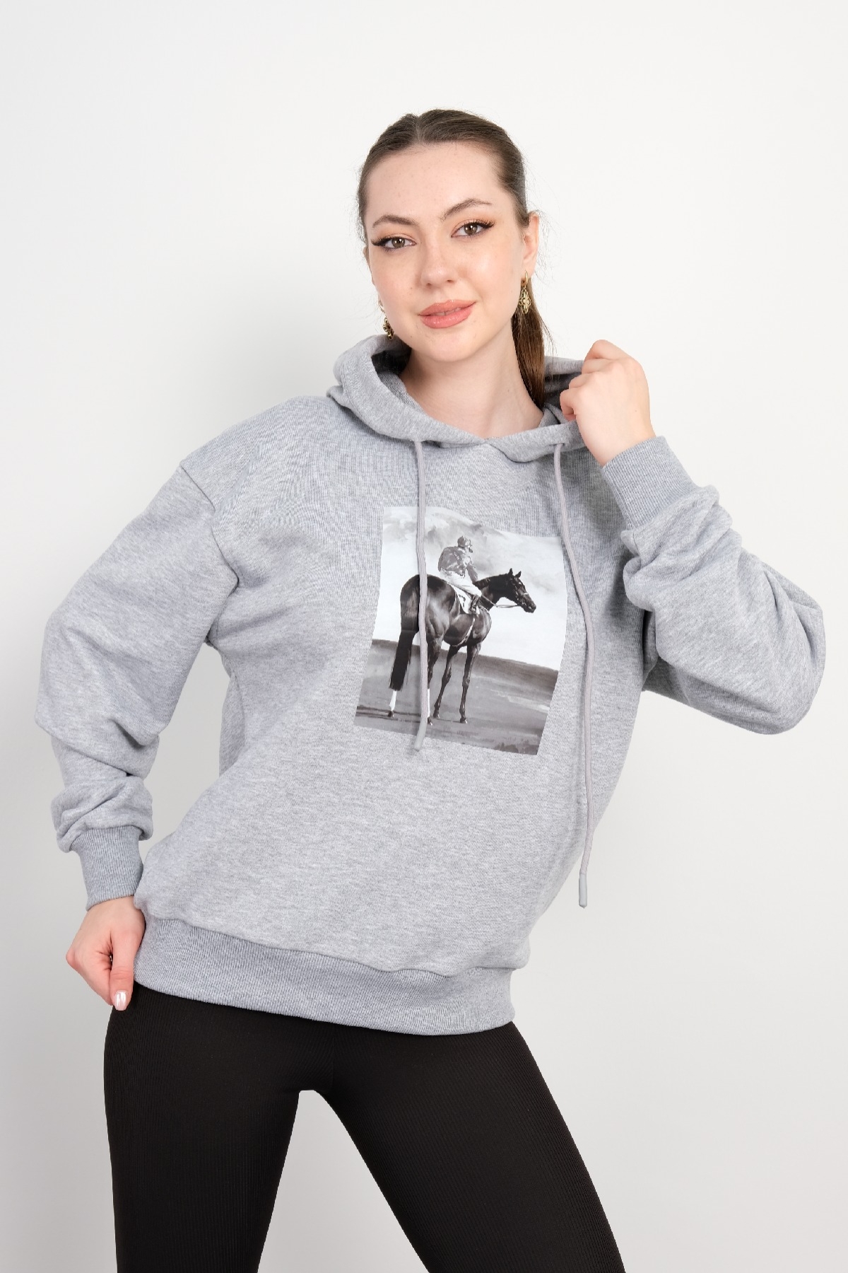 Kapüşonlu Sweatshirt-Gri