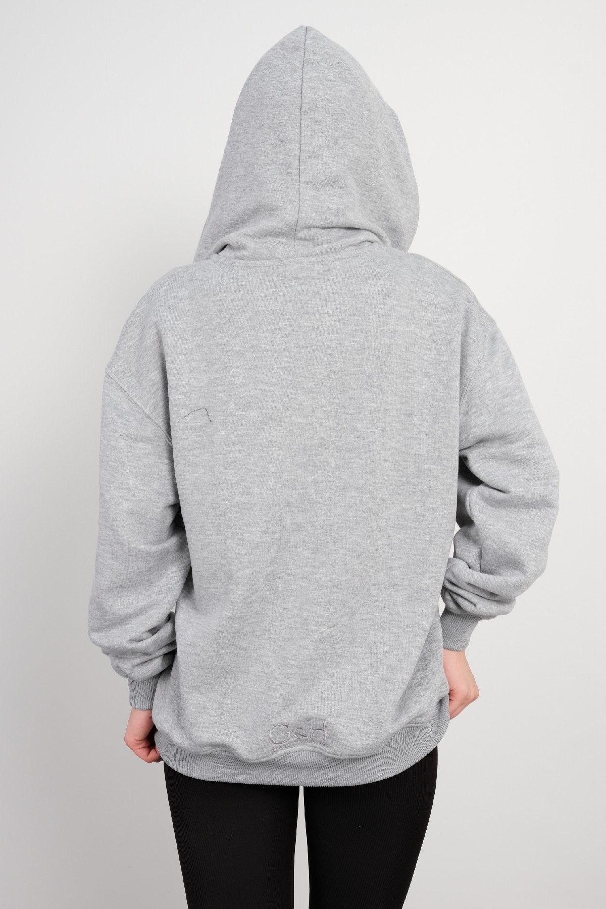 Hooded Zip-Up Sweatshirt-Grey