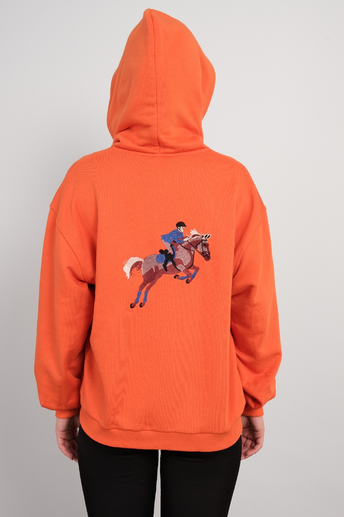 Hooded Zip-Up Sweatshirt-Orange