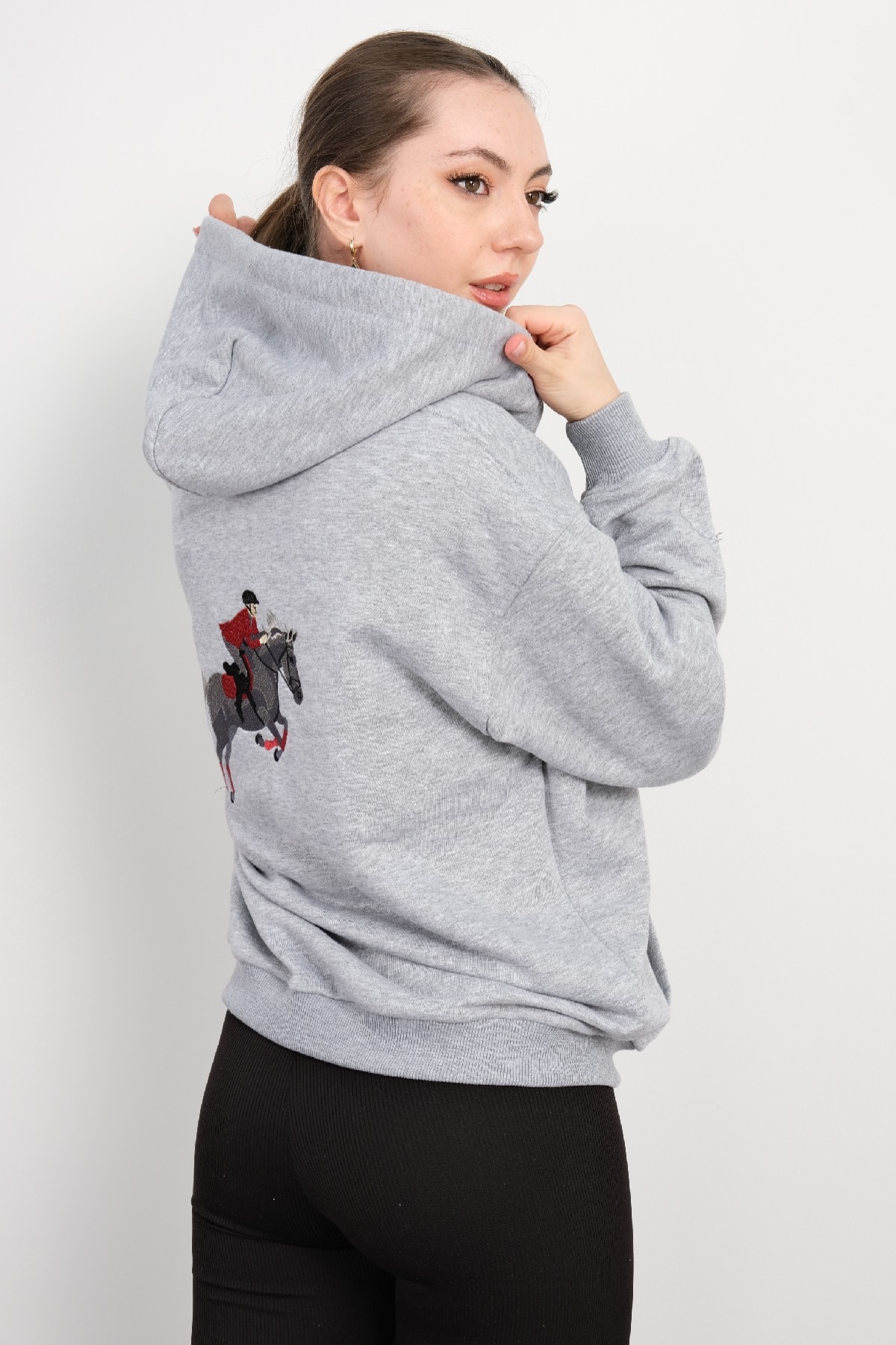 Hooded Zip-Up Sweatshirt-Grey