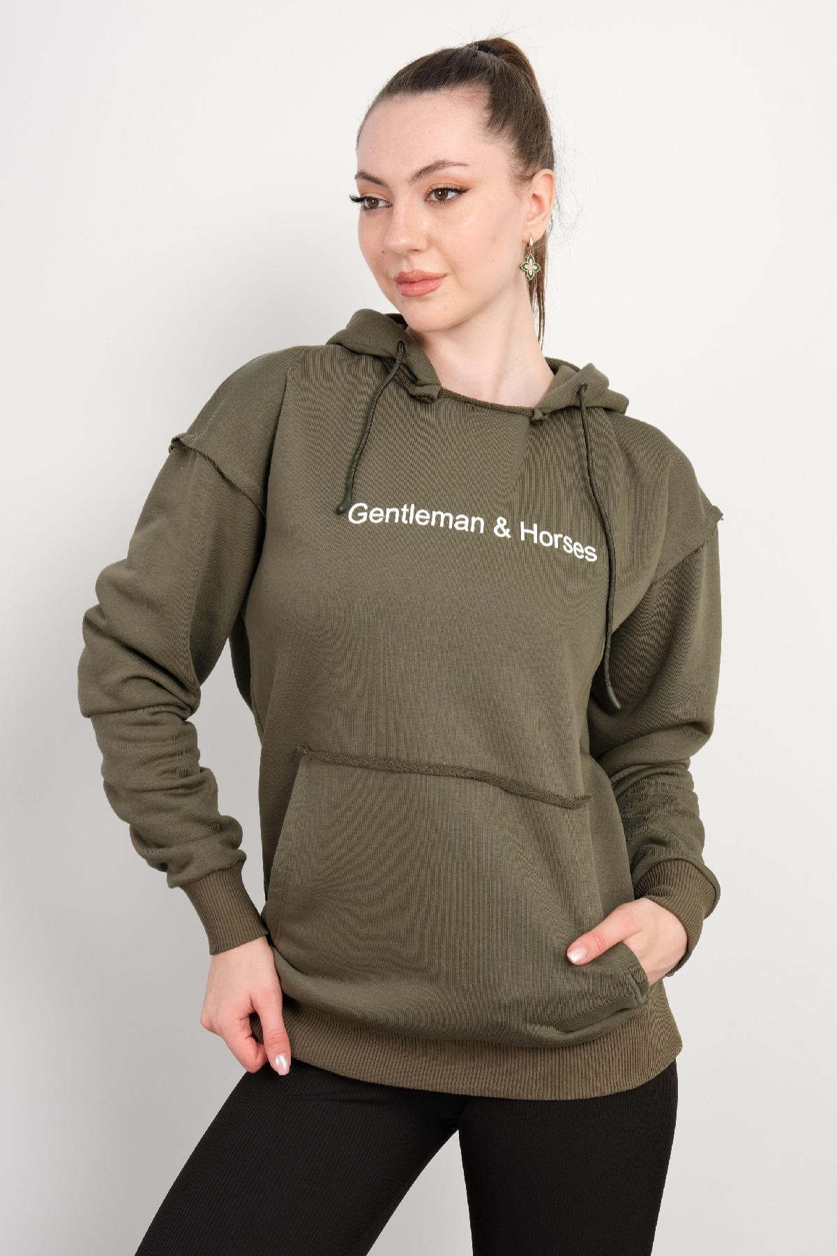 Hooded Sweatshirt-Khaki