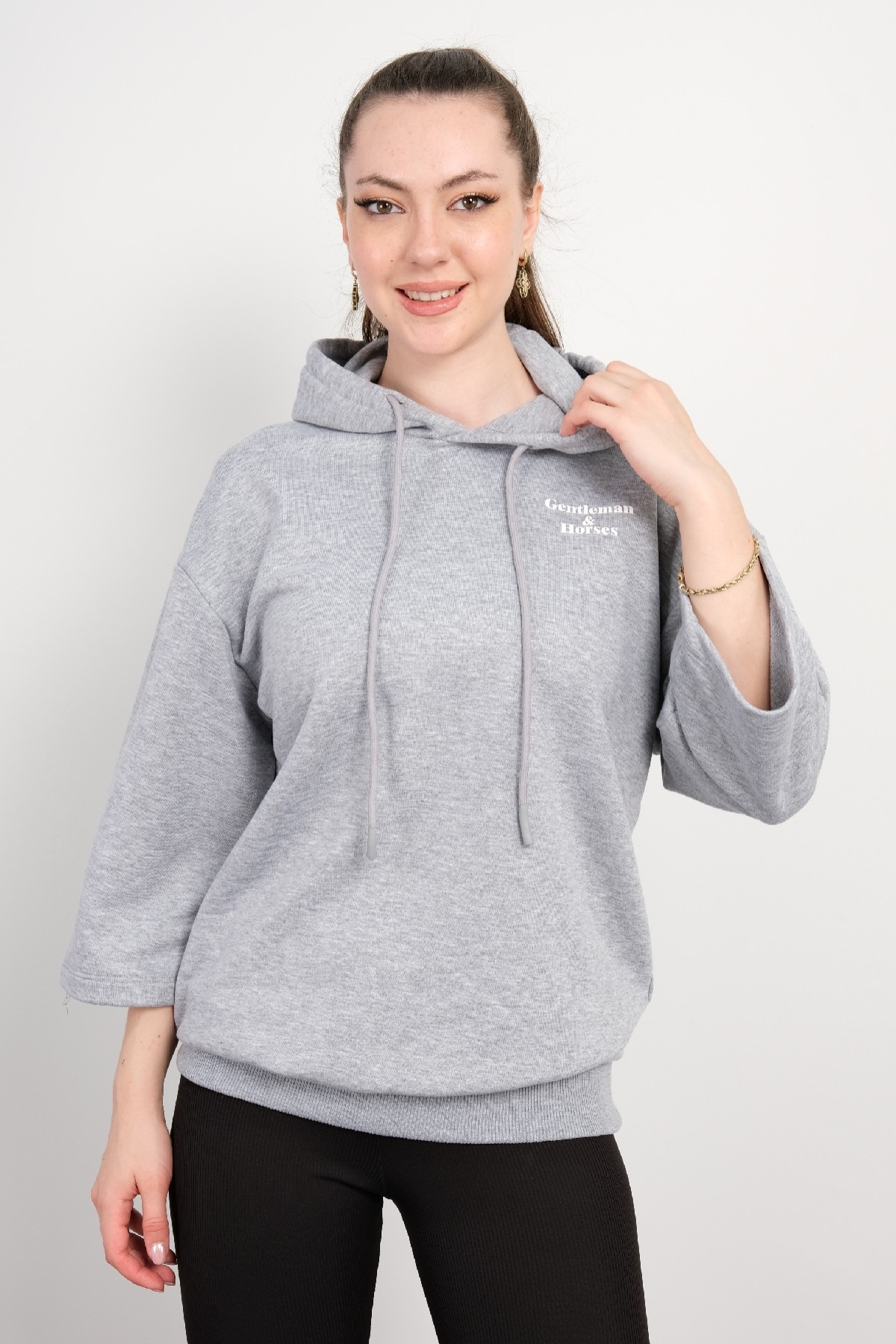 Kapüşonlu Sweatshirt-Gri