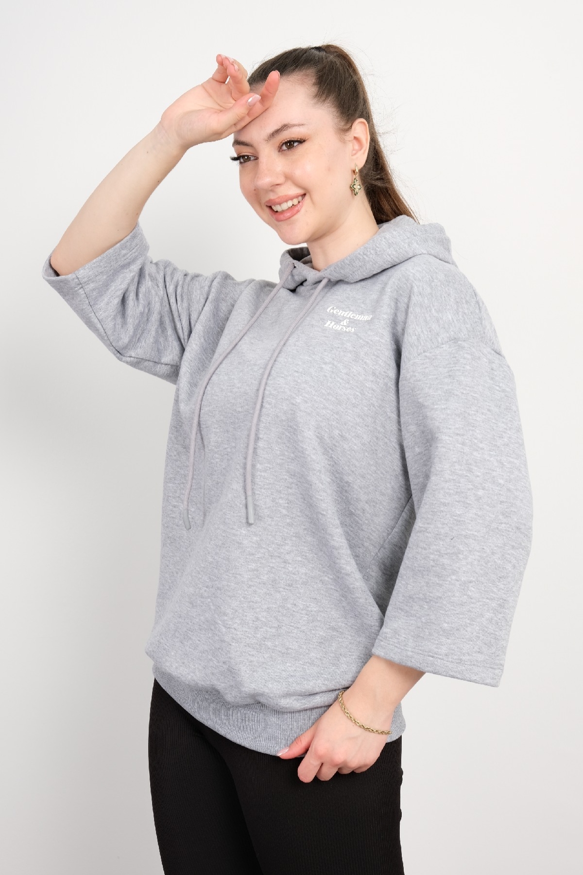 Kapüşonlu Sweatshirt-Gri