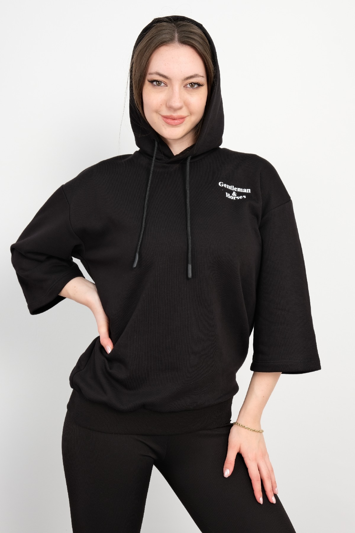 Kapüşonlu Sweatshirt-Siyah