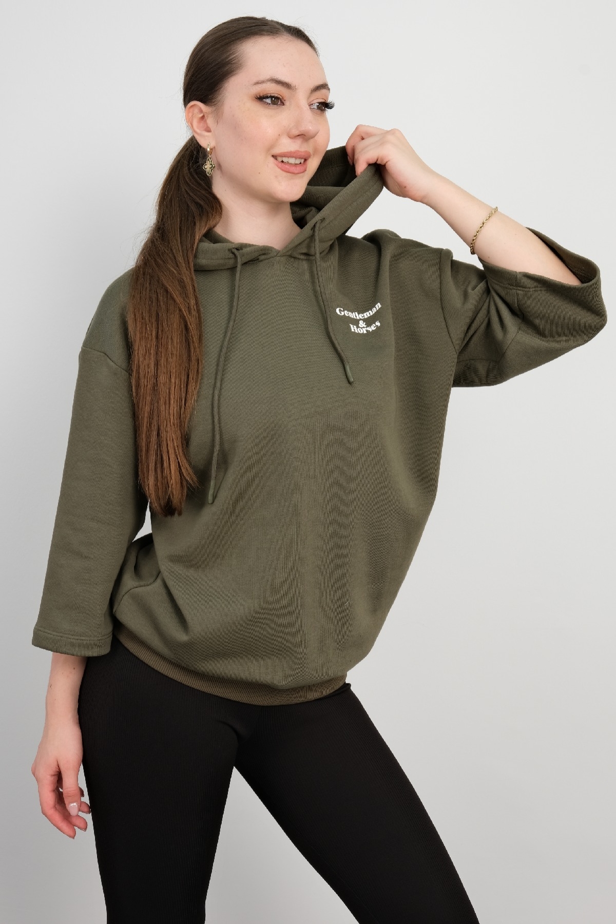 Hooded Sweatshirt-Khaki