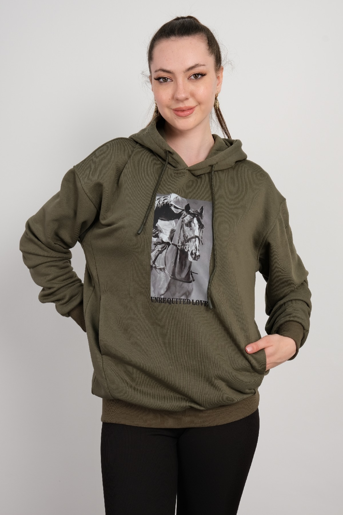 Hooded Sweatshirt-Khaki