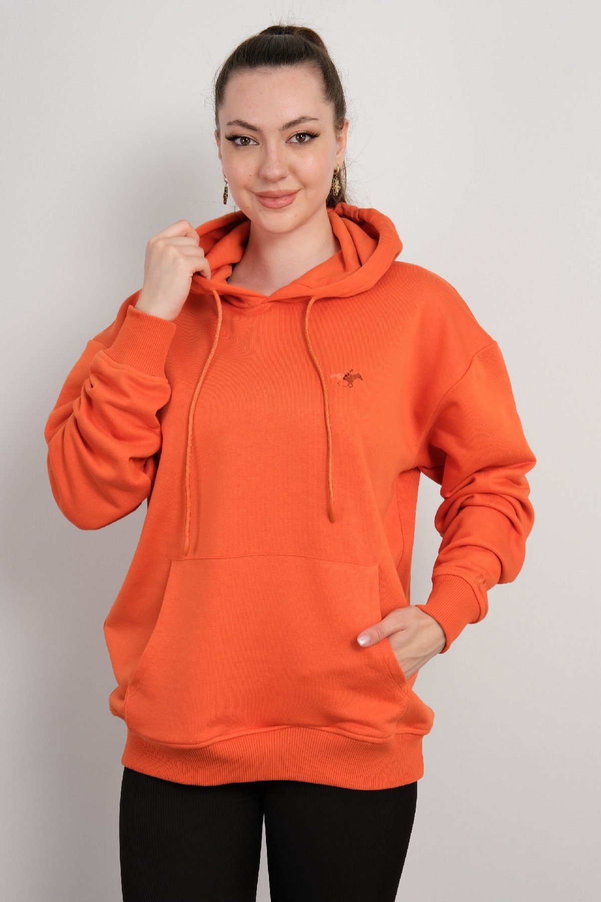 Kapüşonlu Sweatshirt-Turuncu