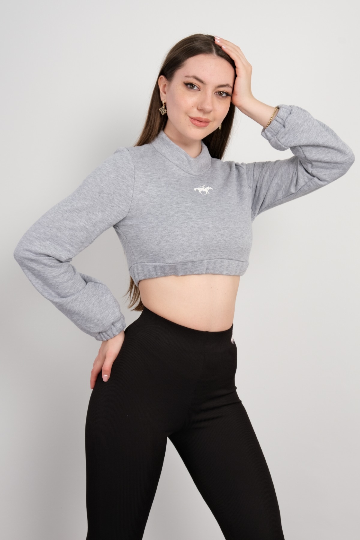 Crop Sweatshirt-Grey