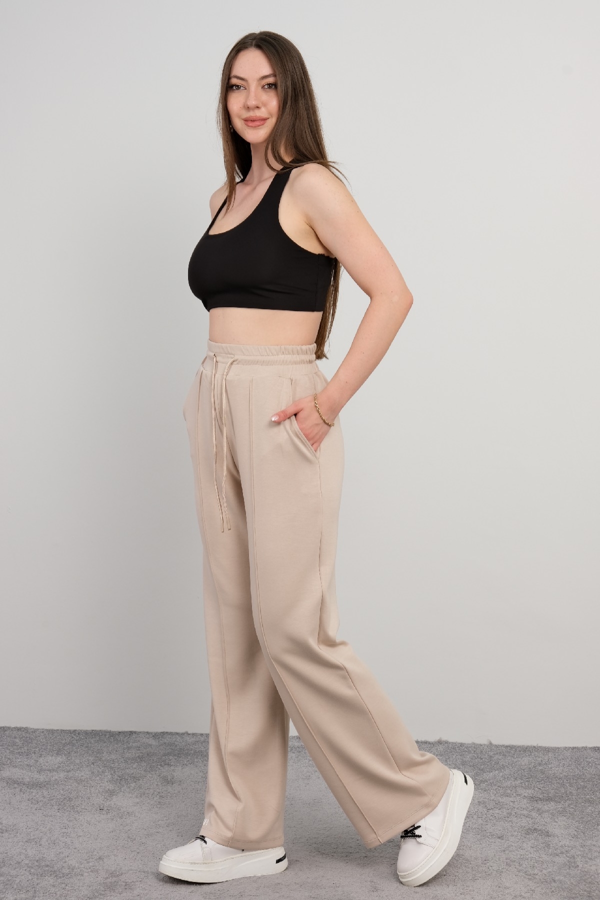 women pants-Beige