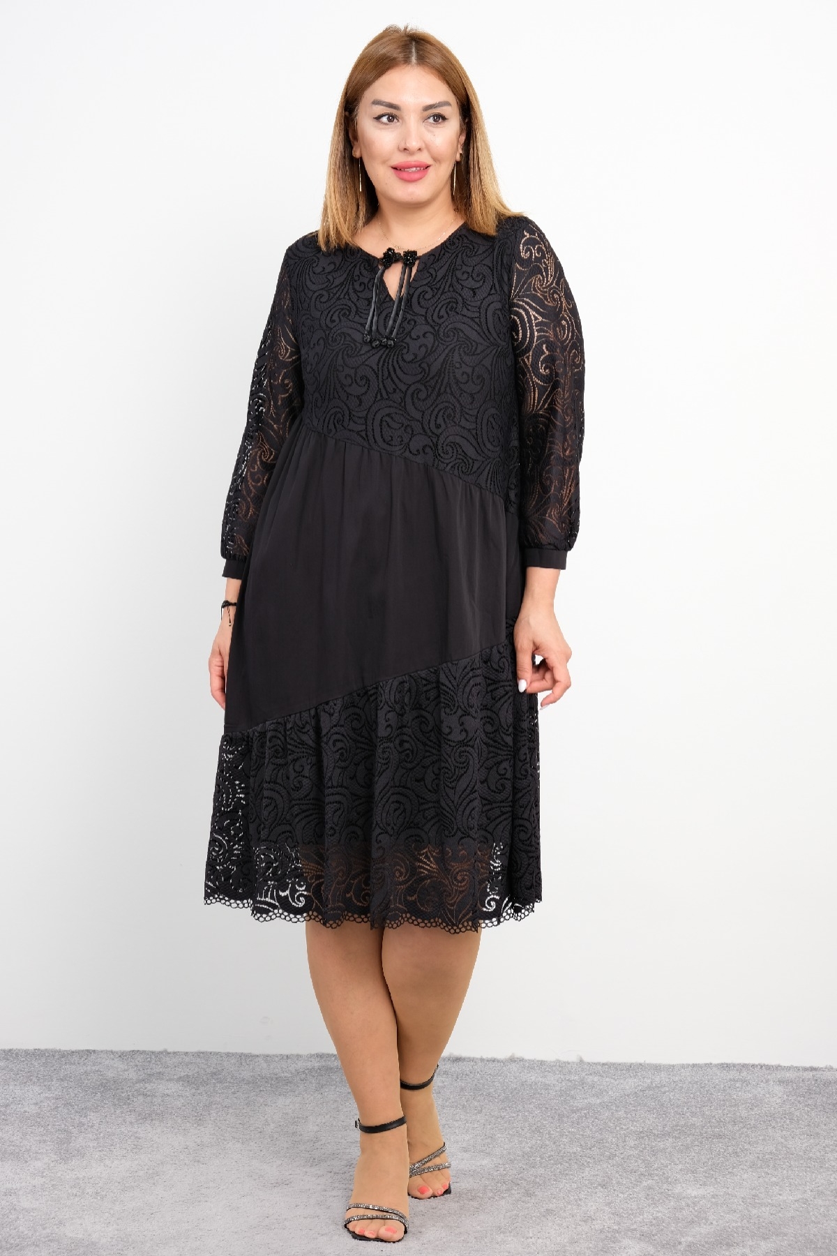 Casual Plus Size Dress-Black