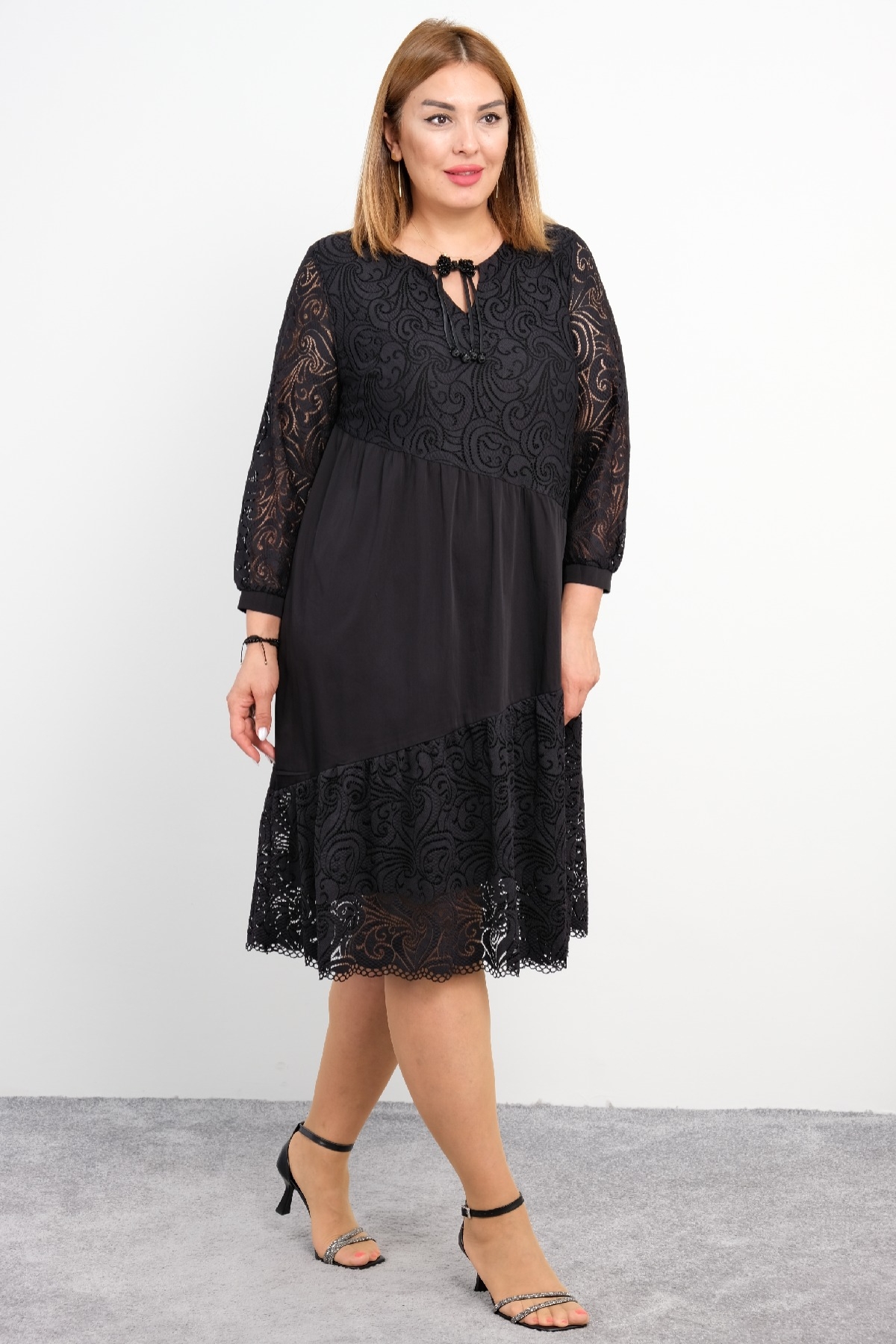 Casual Plus Size Dress-Black