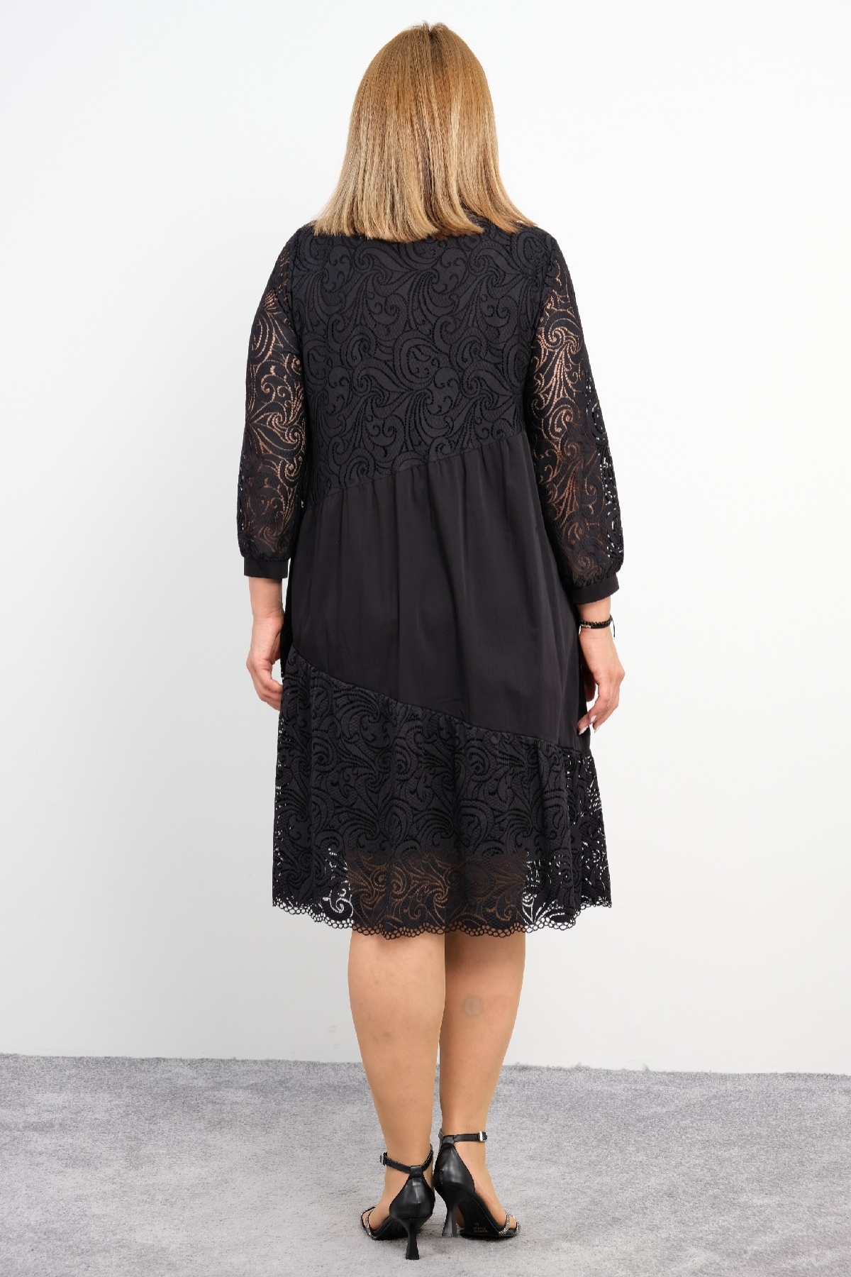 Casual Plus Size Dress-Black