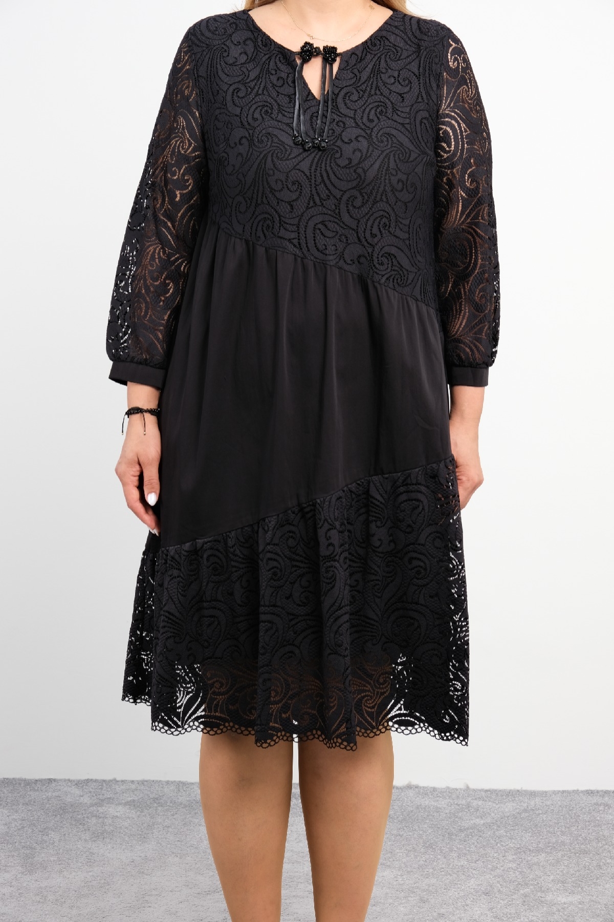 Casual Plus Size Dress-Black