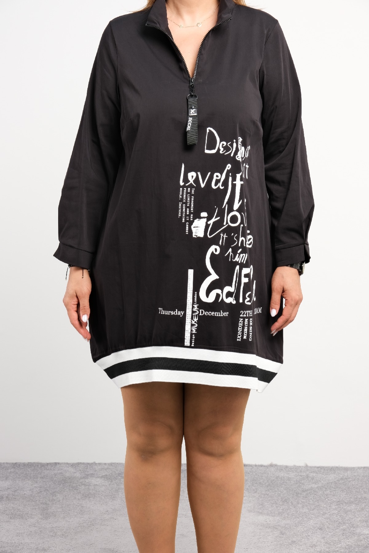 Casual Plus Size Dress-Black