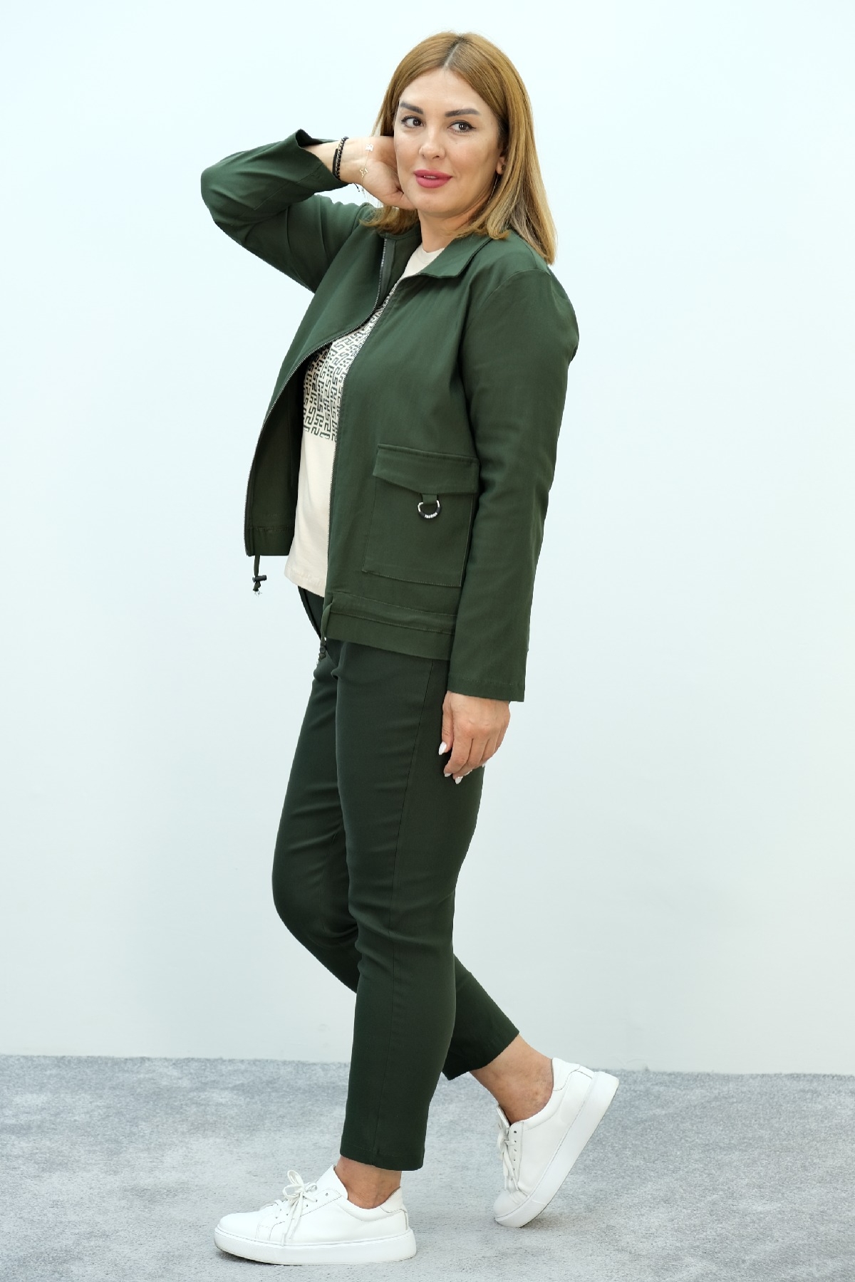 Plus Size Three-Piece Set-Khaki