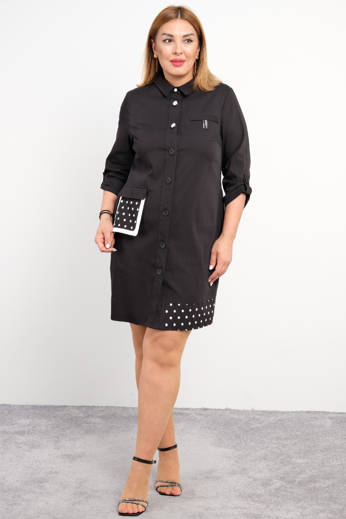 Casual Plus Size Dress-Black