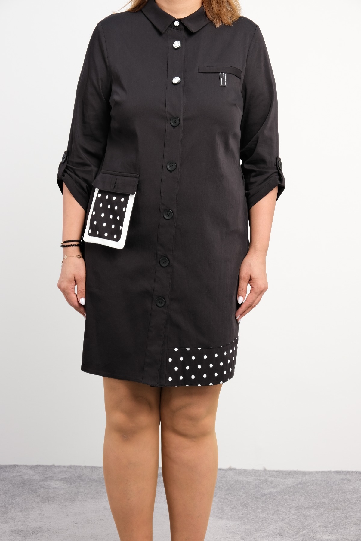 Casual Plus Size Dress-Black