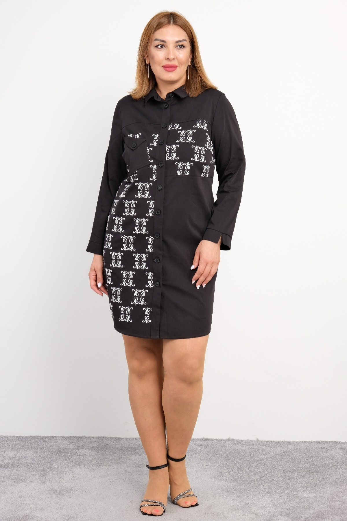 Casual Plus Size Dress-Black