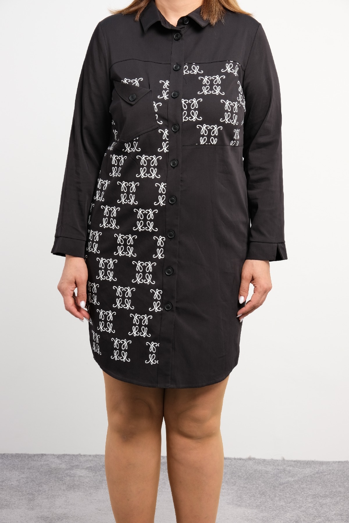 Casual Plus Size Dress-Black