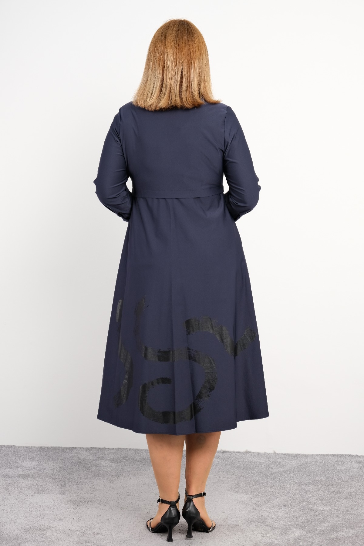 Plus Size Long Dress-Dark Blue