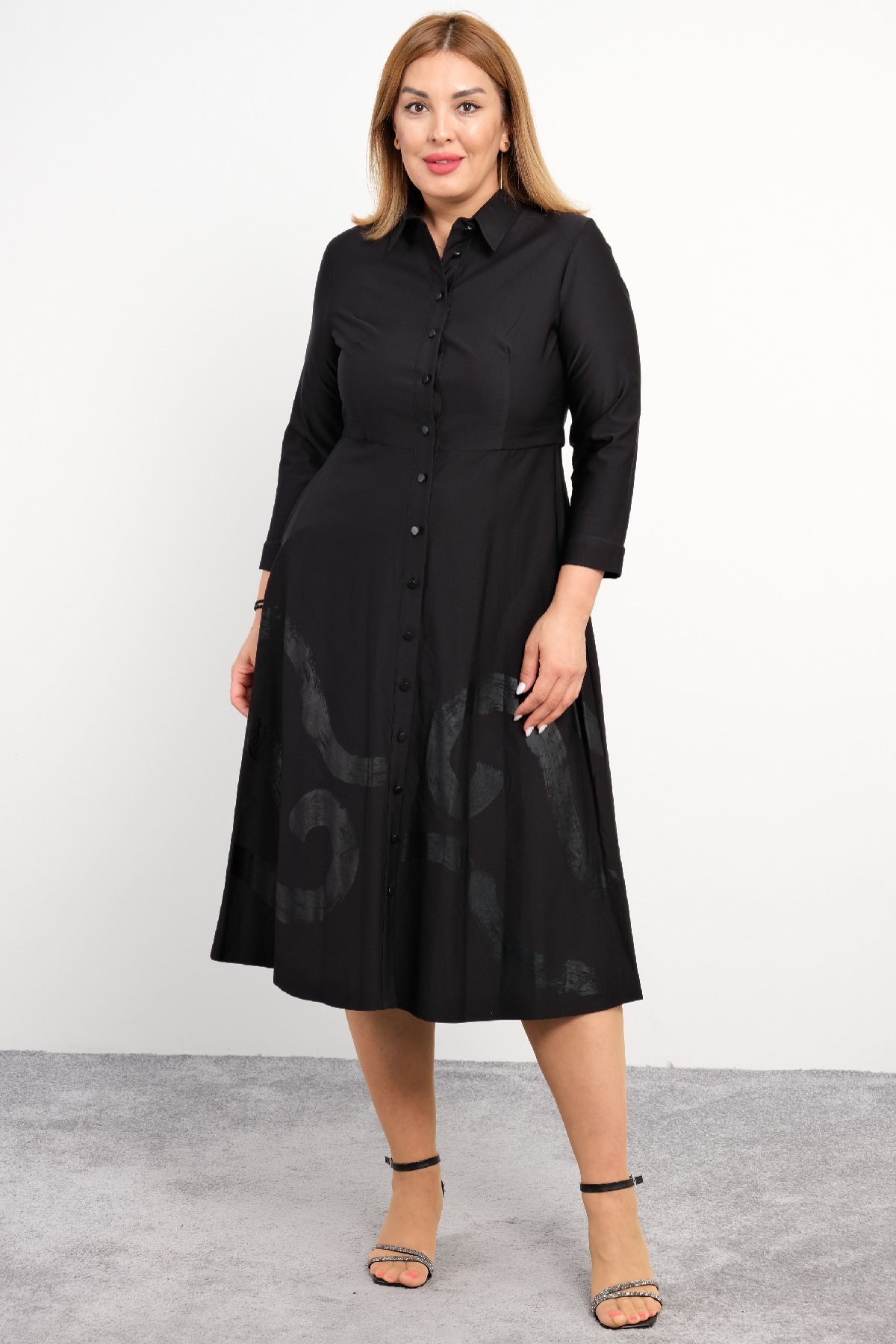 Plus Size Long Dress-Black