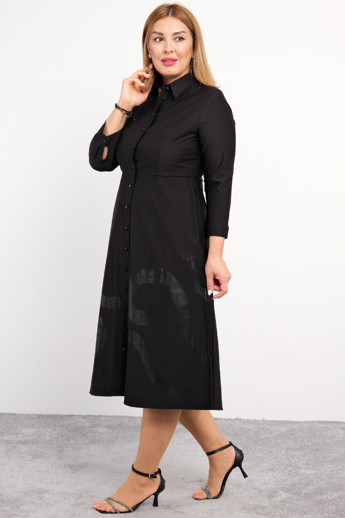 Plus Size Long Dress-Black