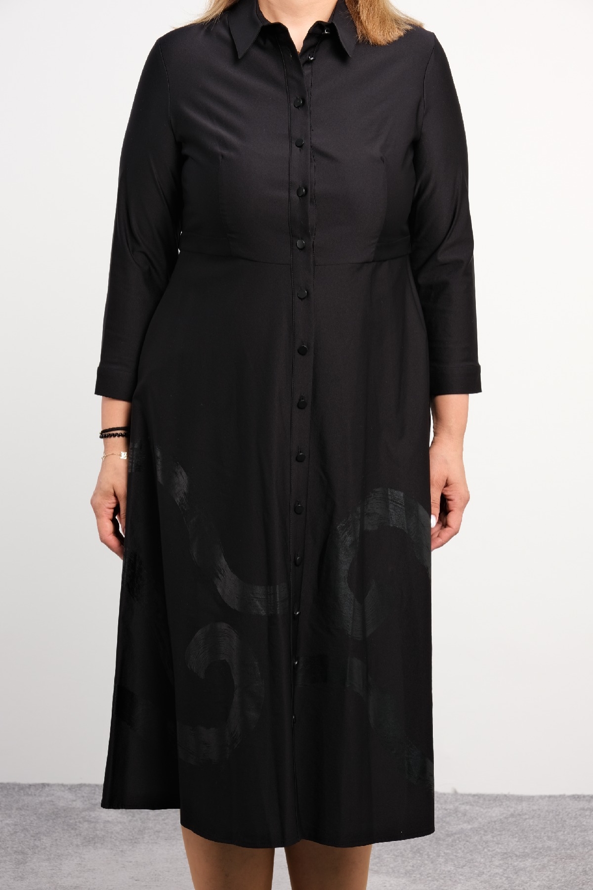 Plus Size Long Dress-Black