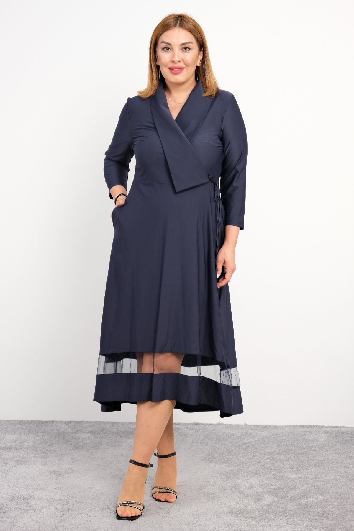 Plus Size Long Dress-Dark Blue