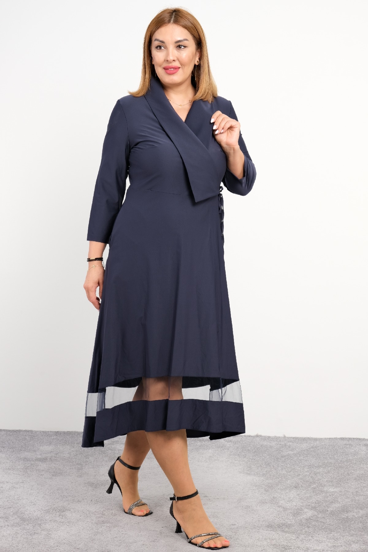 Plus Size Long Dress-Dark Blue