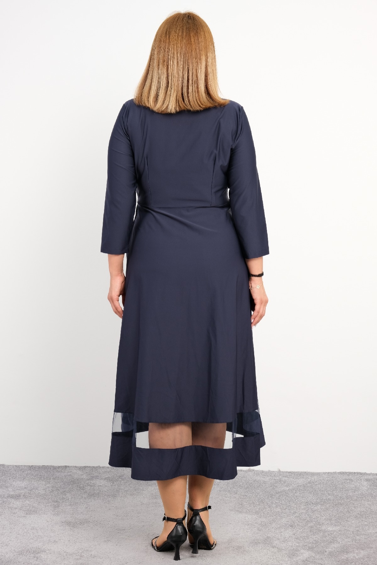 Plus Size Long Dress-Dark Blue