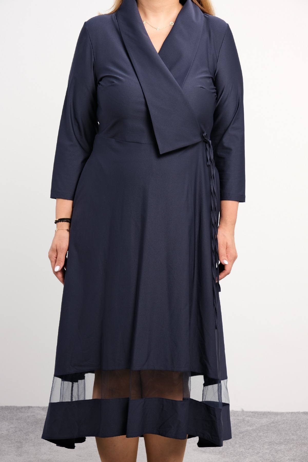 Plus Size Long Dress-Dark Blue