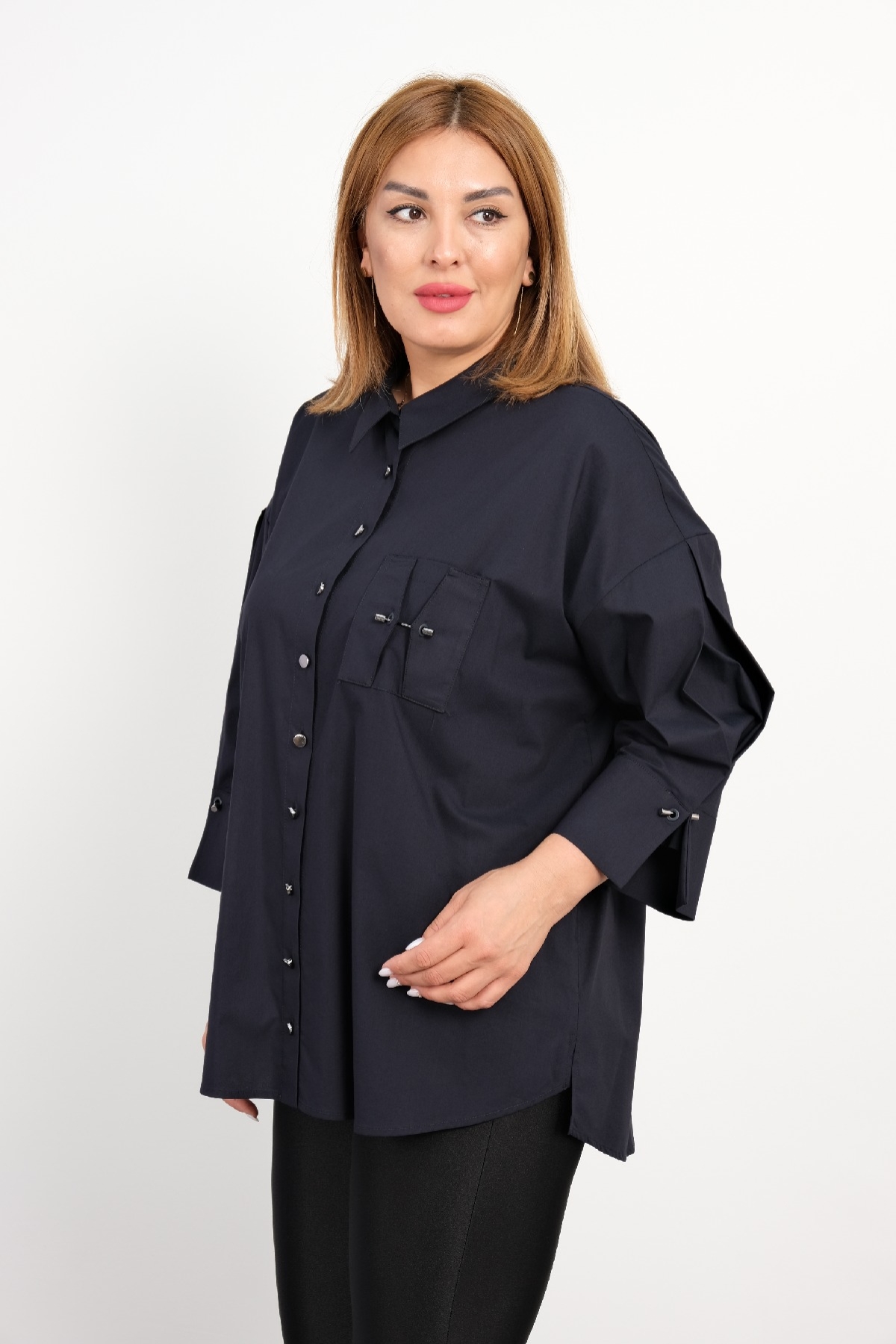 Super Plus Size Shirt-Dark Blue