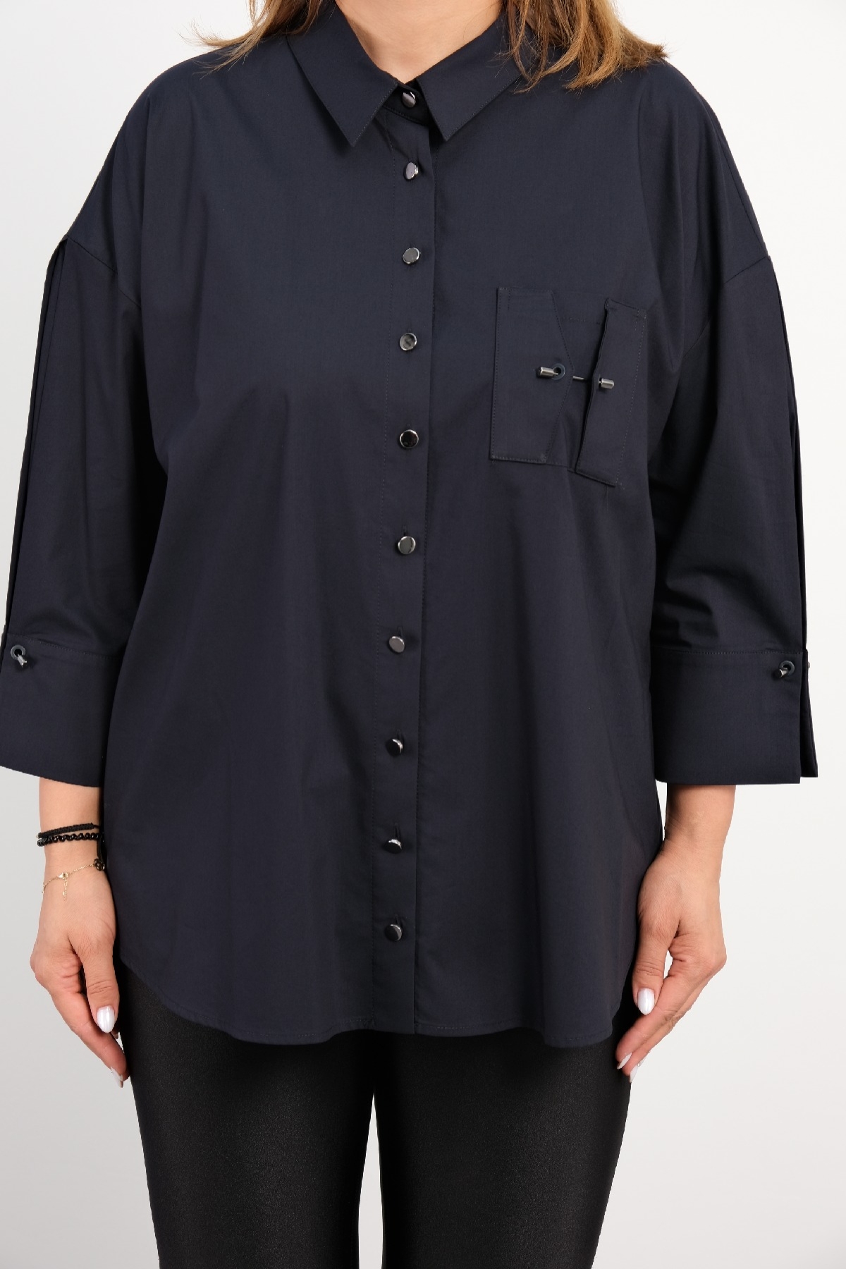 Super Plus Size Shirt-Dark Blue