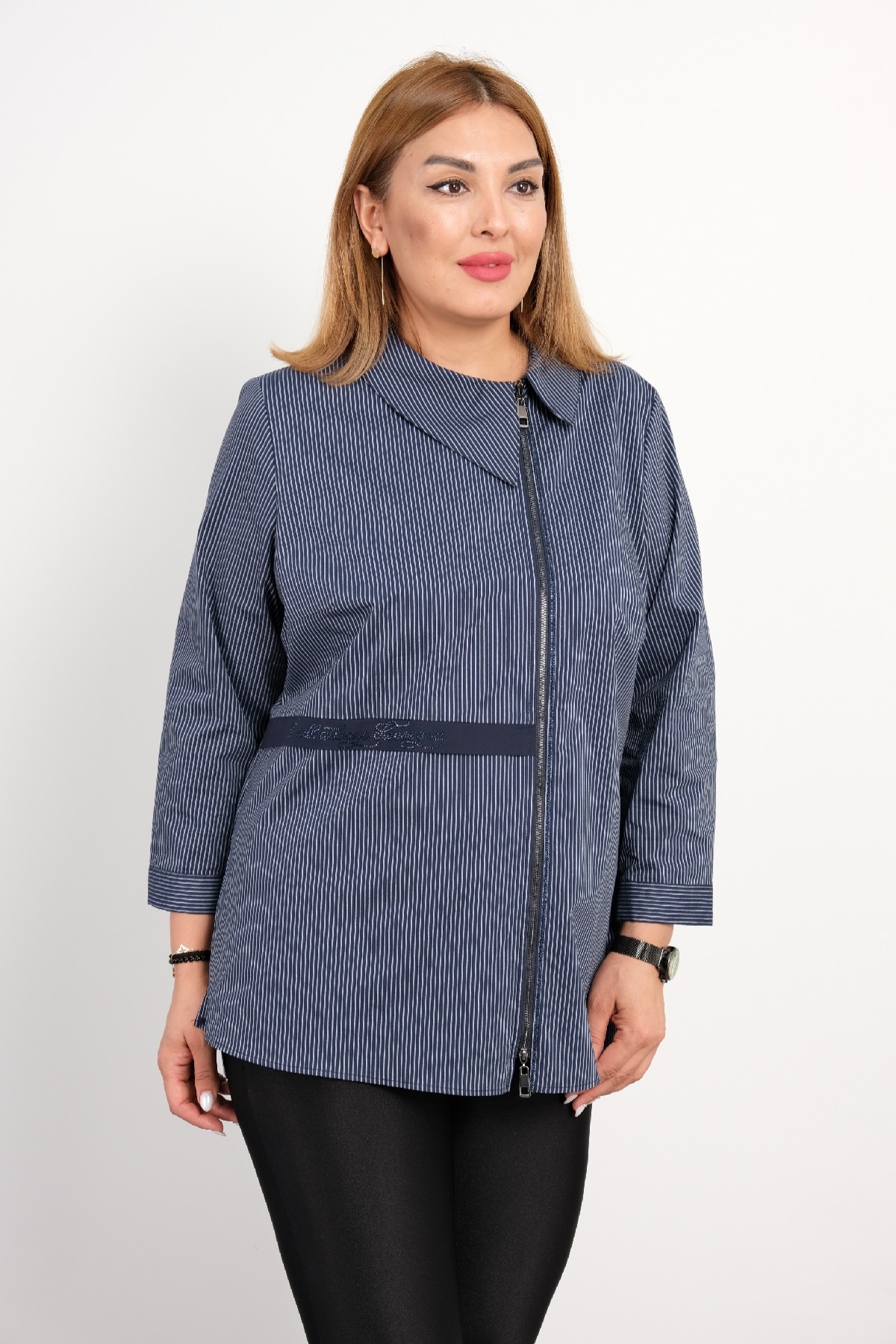 Plus Size Blouse-Dark Blue