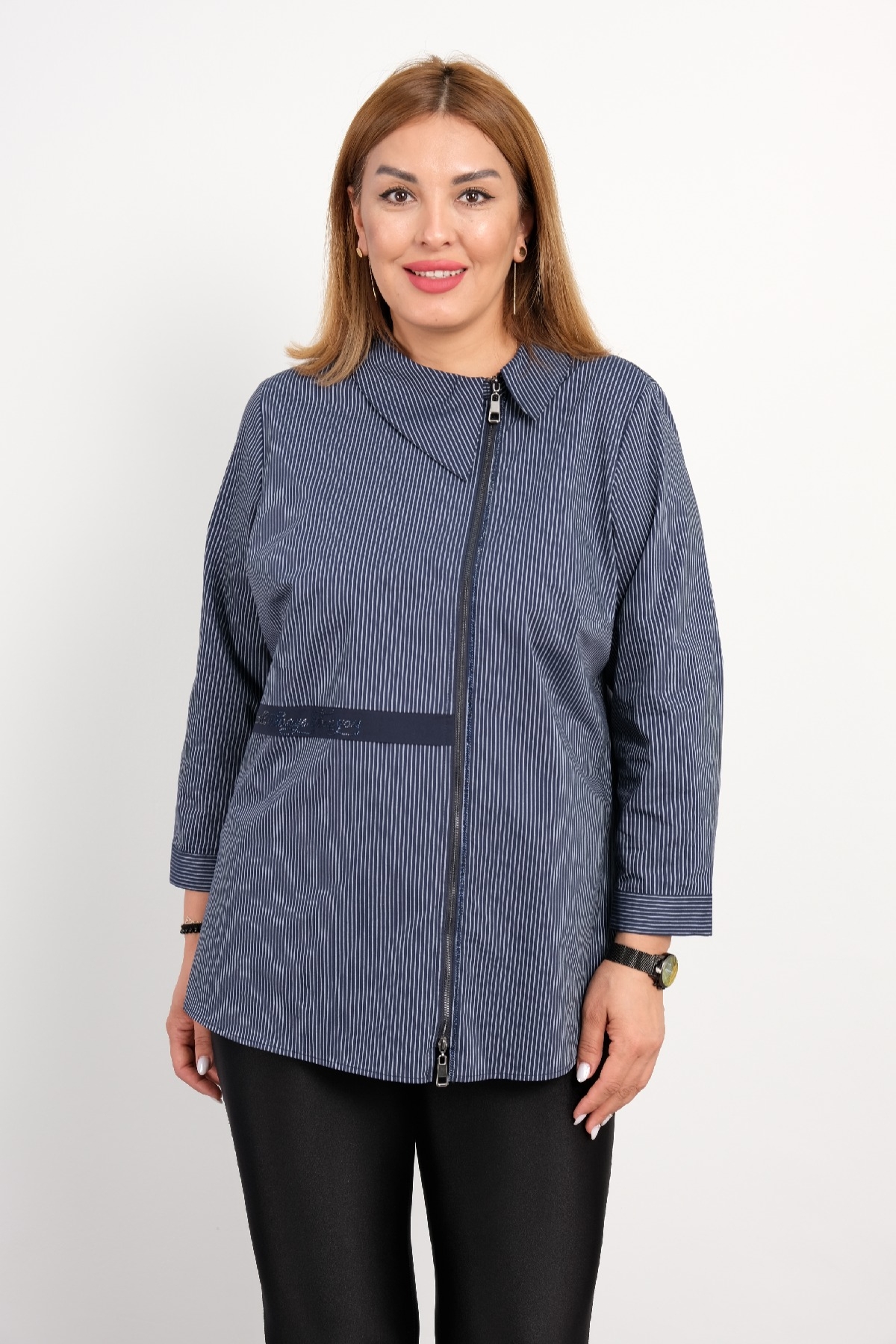 Plus Size Blouse-Dark Blue