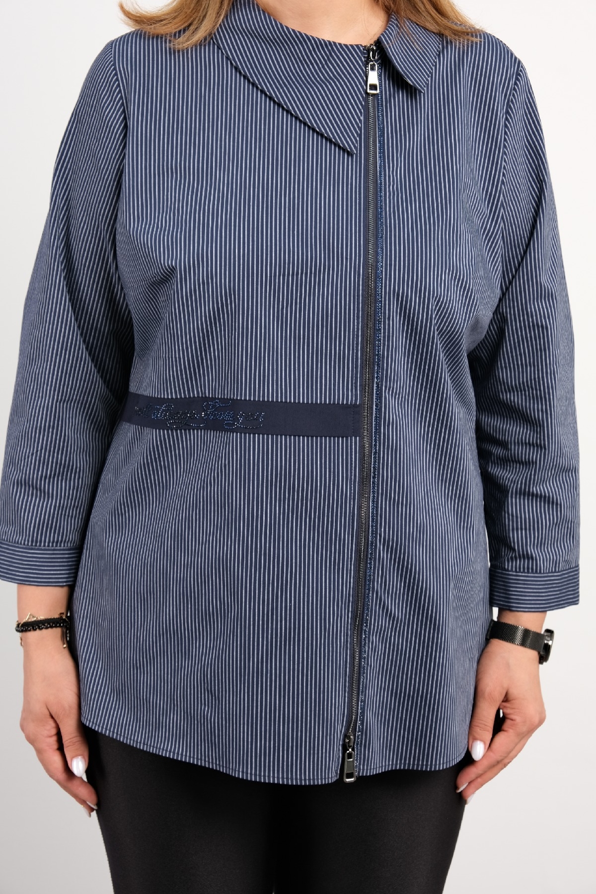 Plus Size Blouse-Dark Blue