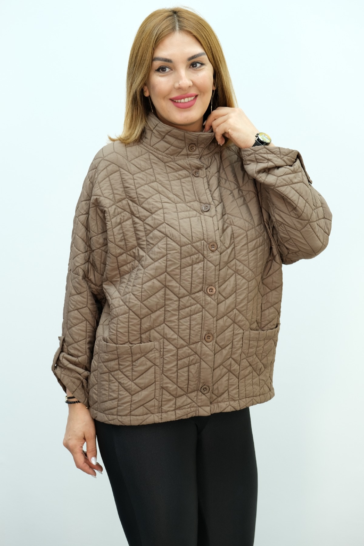 Plus Size Coat-Brown